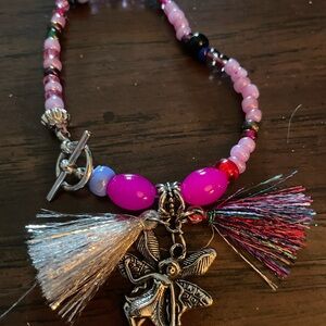 Colorful Beaded Bracelet with Silver Charms